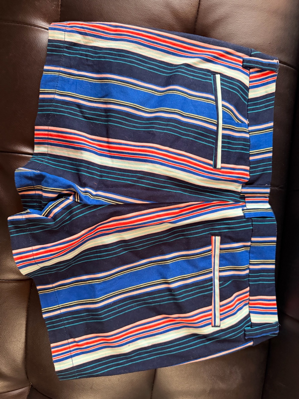 Anna Striped Navy Multicolor Bermuda Shorts